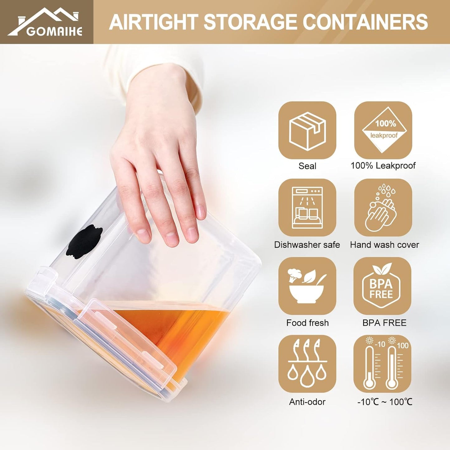 A&U 24pcs Airtight Food Storage Containers with Lids, Plastic Kitchen and Pantry Organization Canisters for Cereal, Dry Food, Flour and Sugar, BPA Free, Includes 24 Labels Black