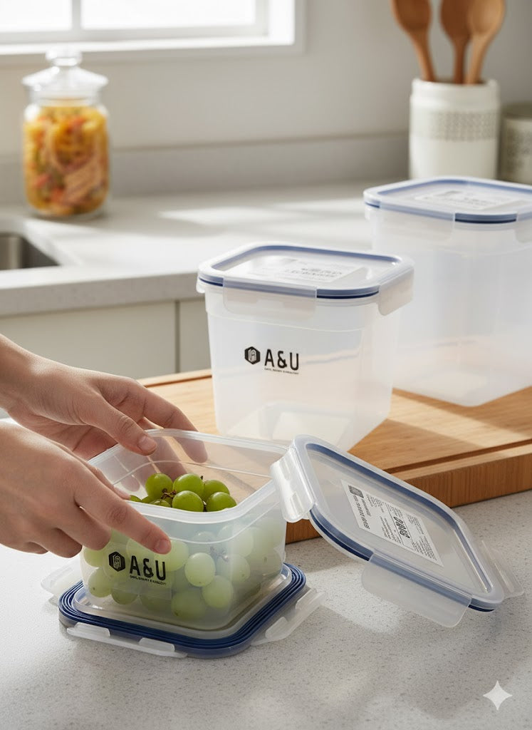 A&U 24pcs Airtight Food Storage Containers with Lids, Plastic Kitchen and Pantry Organization Canisters for Cereal, Dry Food, Flour and Sugar, BPA Free, Includes 24 Labels Black