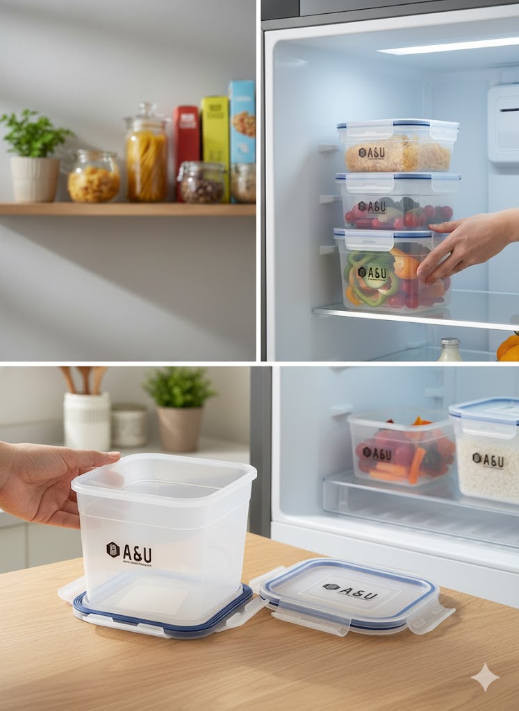 A&U 24pcs Airtight Food Storage Containers with Lids, Plastic Kitchen and Pantry Organization Canisters for Cereal, Dry Food, Flour and Sugar, BPA Free, Includes 24 Labels Black